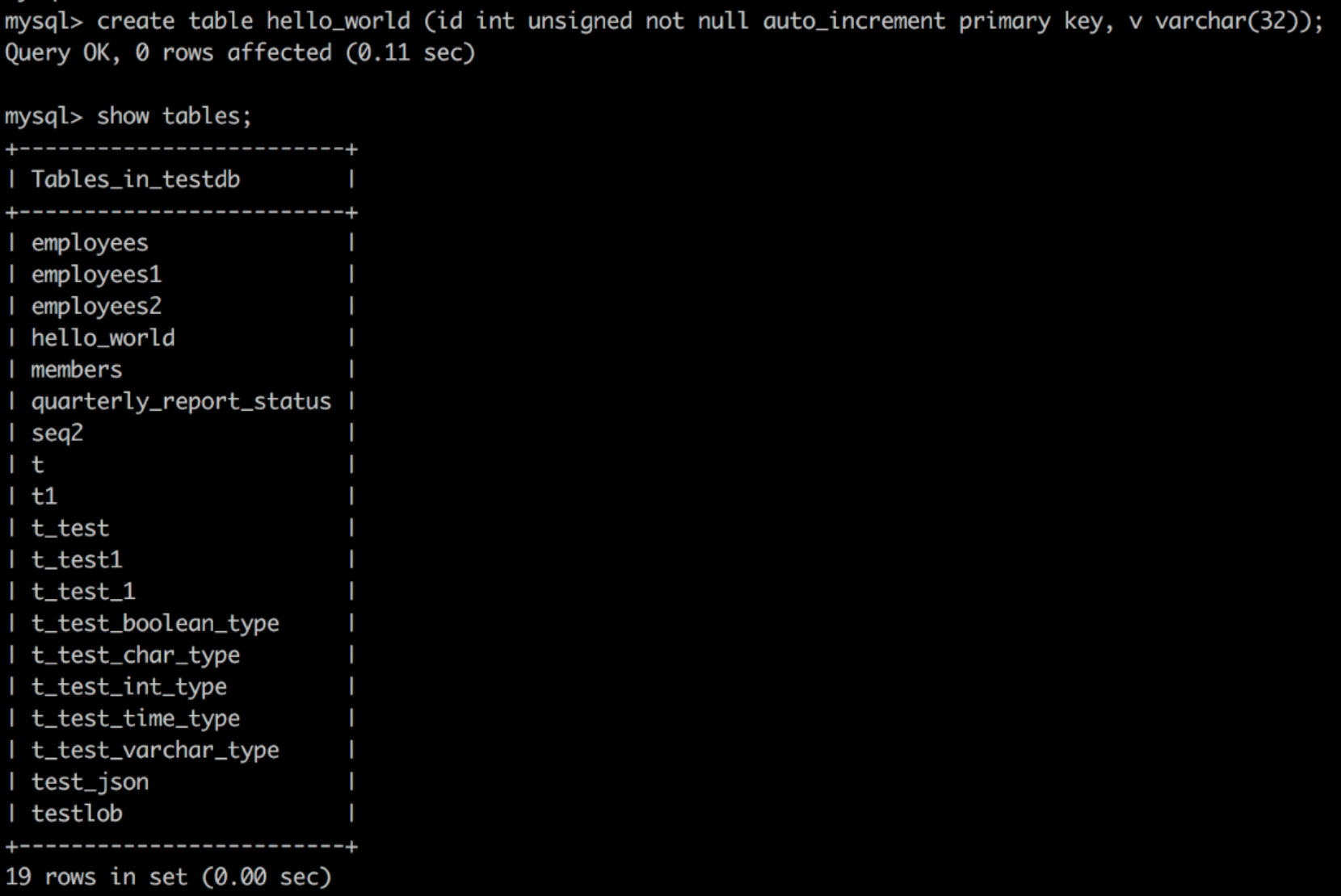 创建 Hello_world 表